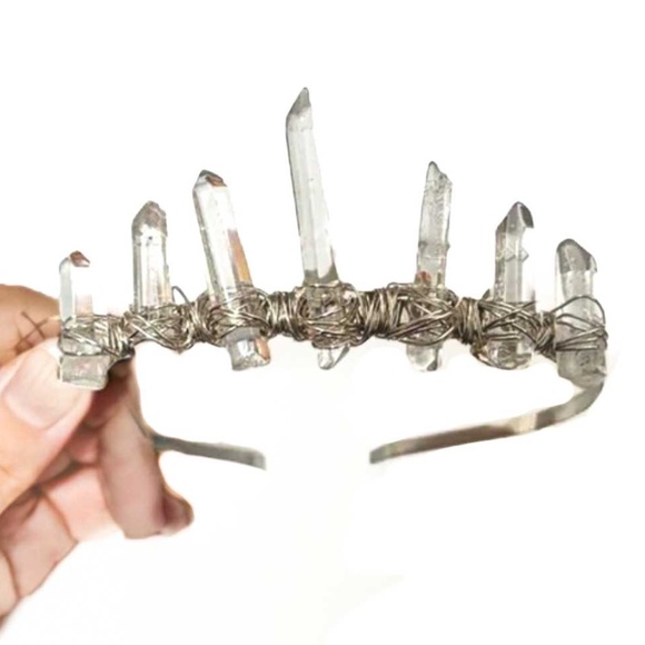 Designers Originals Accessories - New - Stunning Raw Crystal Quartz Point Tiara/Crown - Boho Festival Headpiece